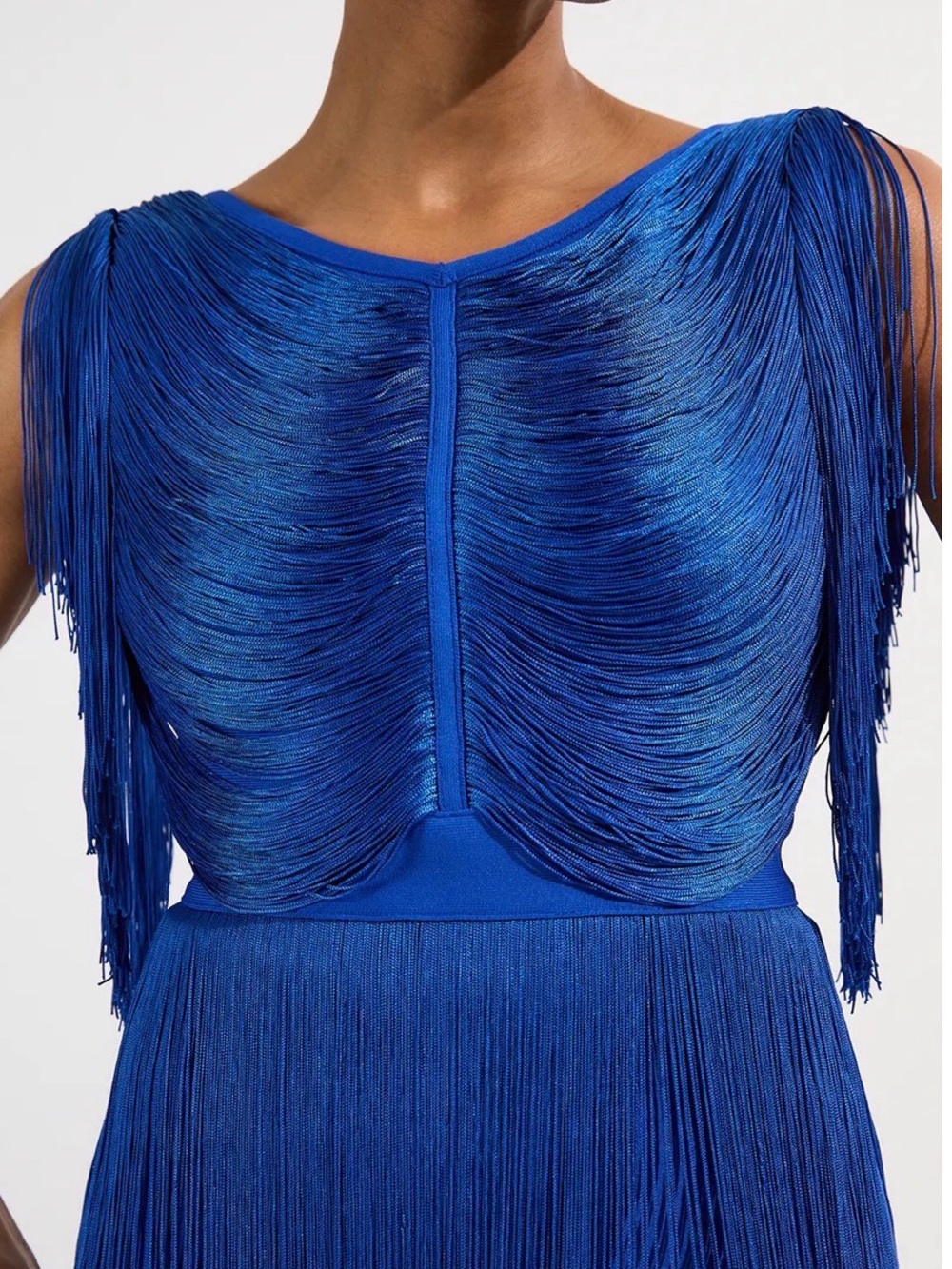 Karen Millen Electric Blue High-Low Fringe Dress - Picture 4 of 7
